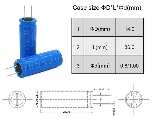 De praktische Batterij van 0.25A Supercapacitor voor Zonneopslag Radiale Terminal